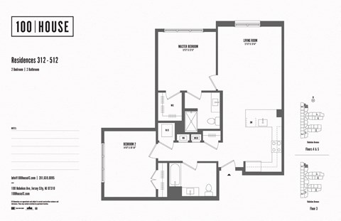 Floor plan for 2 beds, 2 baths, 1064 sqft